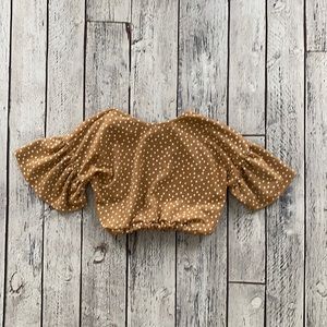 Polka dot crop neutral open back top